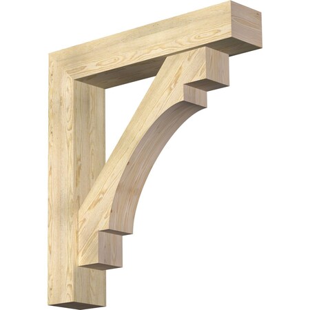 Ekena Millwork Merced Block Rough Sawn Bracket w/ Offset Brace, Douglas Fir, 8"W x 40"D x 44"H BKT0806X40X44MRC05RDF
